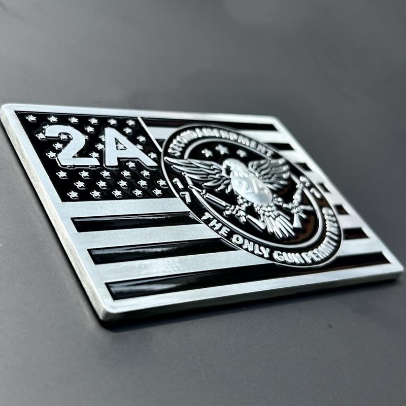 LWQLZY 2A Second Amendment Eagle Car Emblem – Metal 3D Design with ‘Second Amendment’ Text, 3M Adhesive – Patriotic Auto Badge for Car, Truck, Motorcycle, Window, or Door (2A US Flag) - Image 4